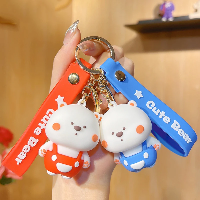 LLavero de oso con correa creativa de dibujos animados, colgante versátil para bolso de coche, regalo de moda, novedad de 2024