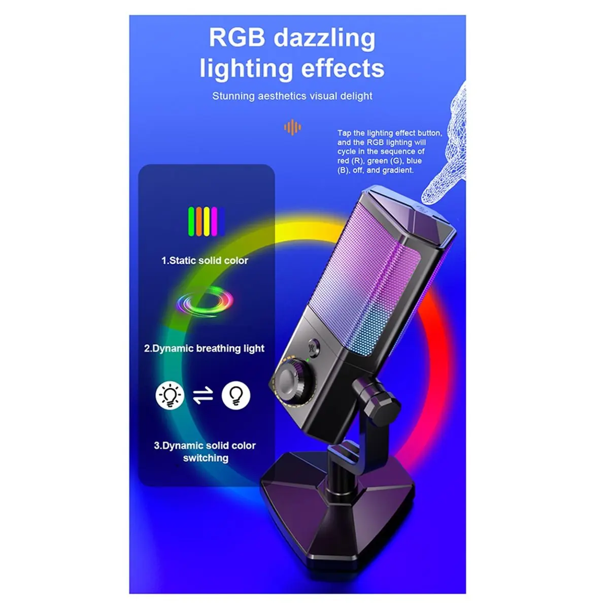 Can buy RGB Microphone Gaming Esports Streaming USB Computer Voice Karaoke Dedicated Noise-Canceling Desktop Microphone