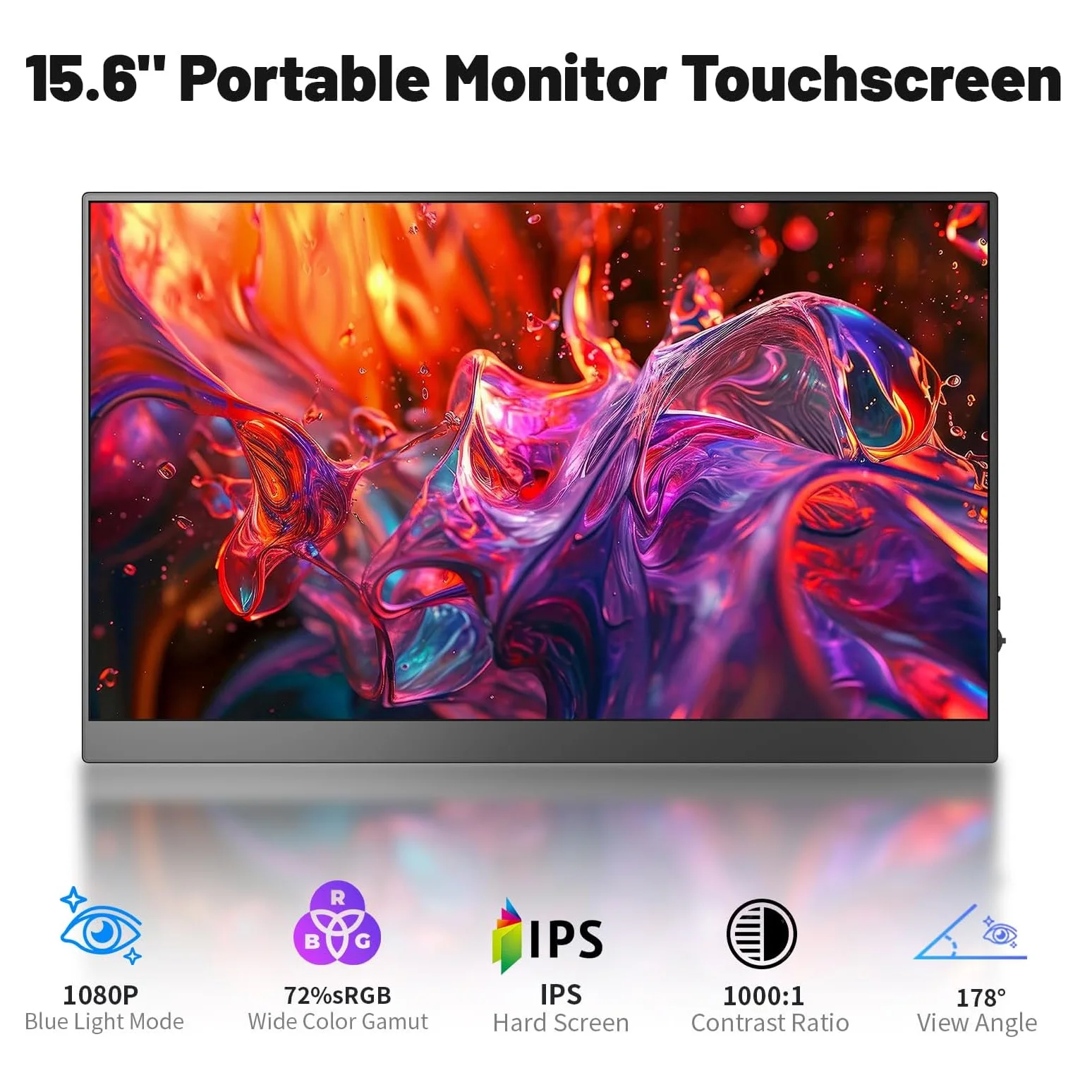 15.6 Inch Touch Portable Monitor 1920*1080P FHD IPS 72%sRGB Second Screen For Laptop With Holder Stand Type-C HDMI-Compatible