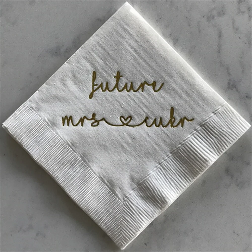 50 Future Mrs Personalized Bridal Shower Napkins - Bridal Shower - Rehearsal Dinner - Engagement Party Napkins