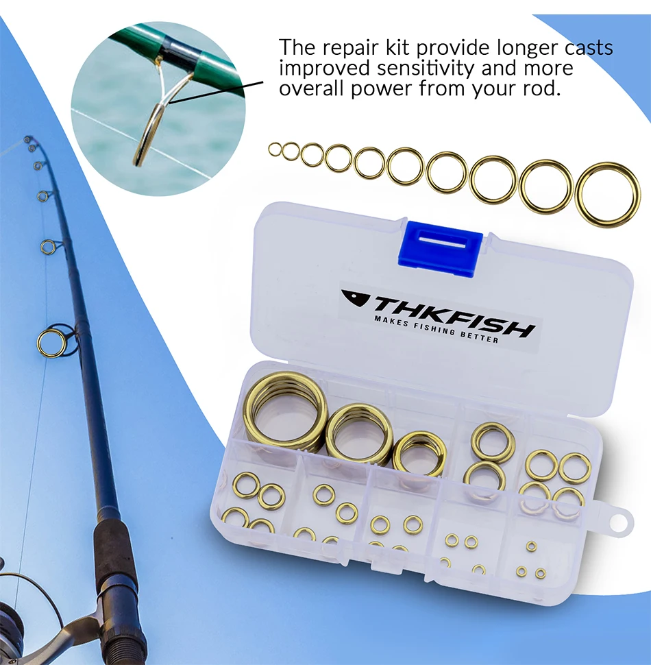 THKFISH 40Pcs Angelrute Reparatur Kit Gold Bunte Angelrute Auge Reparatur  Kit Angelrute Guide Reparatur Ersatz Set - AliExpress 18