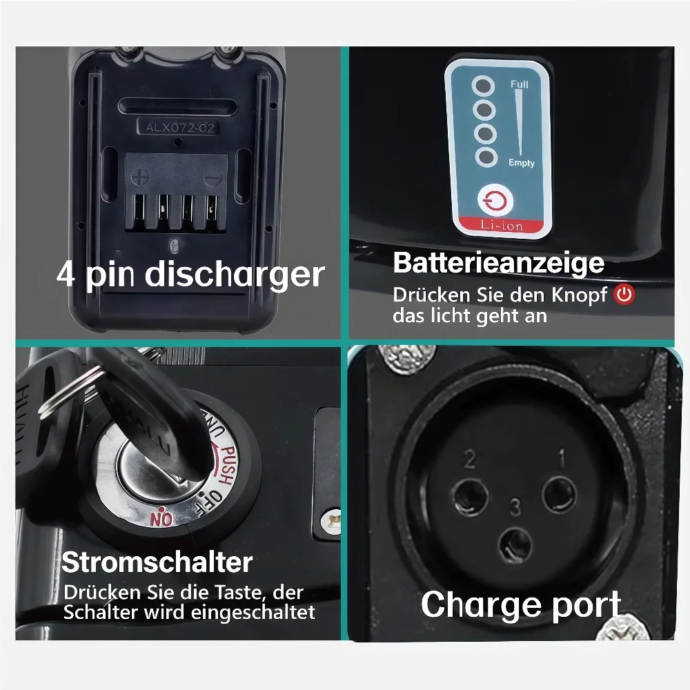 

36V/48V lithium battery 12Ah/15Ah/17Ah/20Ah Silver Fish replacement battery compatible with eight sided 250W~1000W bike motors.