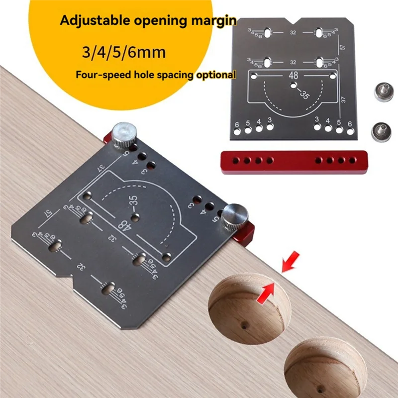 AB15-35Mm Hinge Jig Door Cabinets Concealed Hinge Hole Template Jig Aluminium Alloy Drill Guide Locator Tool For Woodworking