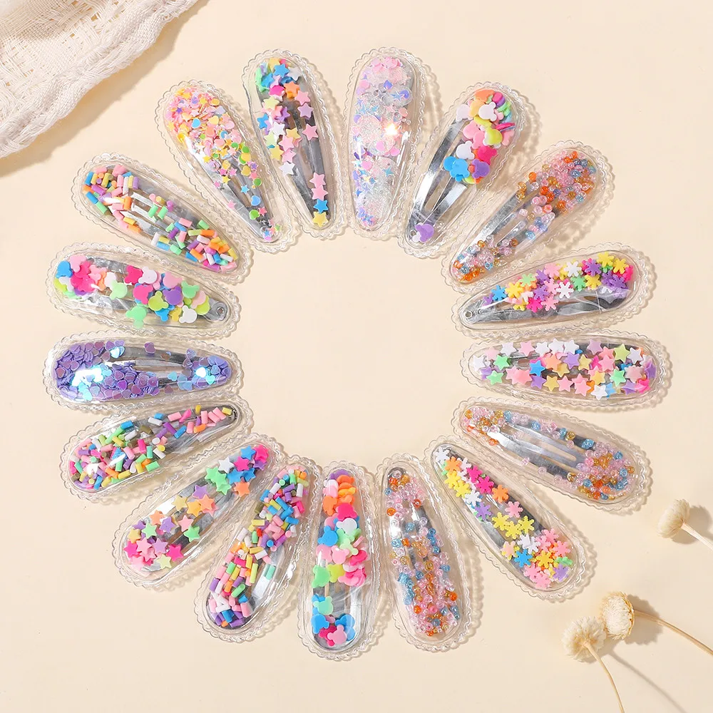 10pcs Children Flowing Sand Colorful BB Hair Clip Fragmented Hair Edge Clip Cute Girl Hair Accessories Wholesale