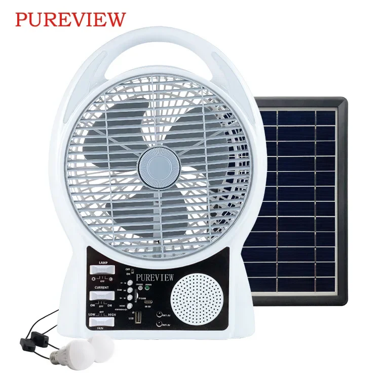 Ventilador Solar multifuncional de 8 pulgadas, dispositivo portátil de 2 engranajes, recargable por USB, para el hogar, exteriores, Camping, oficina, pequeño, de escritorio, CA/CC disponible