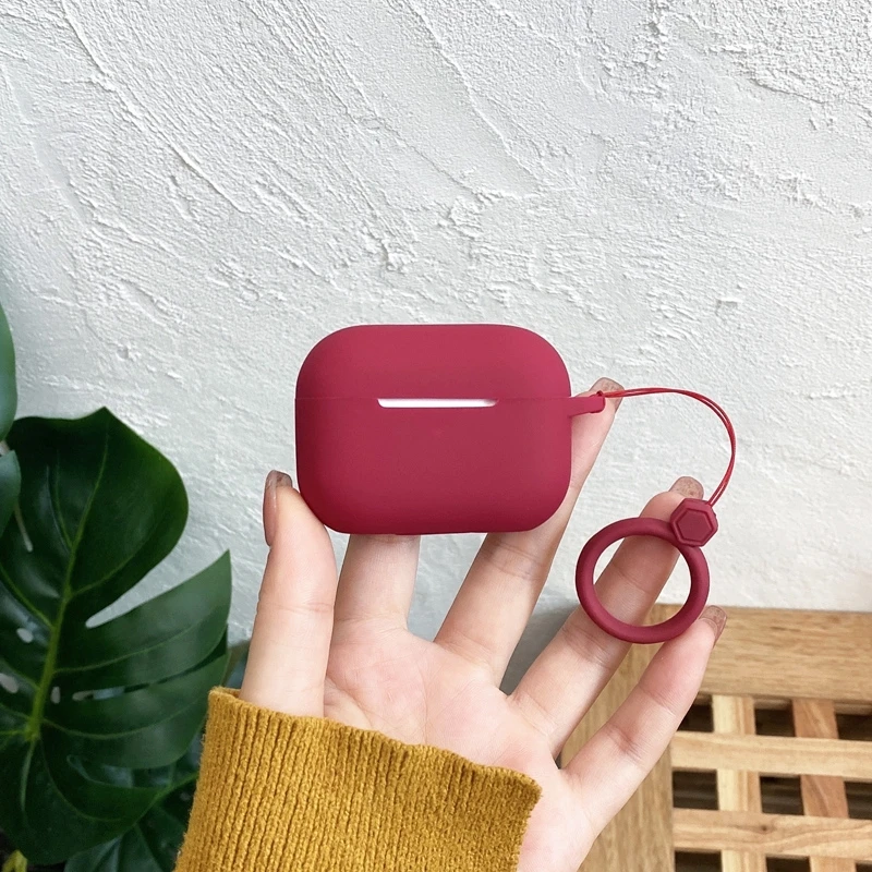 Custodia per auricolari in Silicone rosso vino carino INS per apple Airpods 1 2 3 Pro custodia per cuffie per AirPods portachiavi con perle di rose