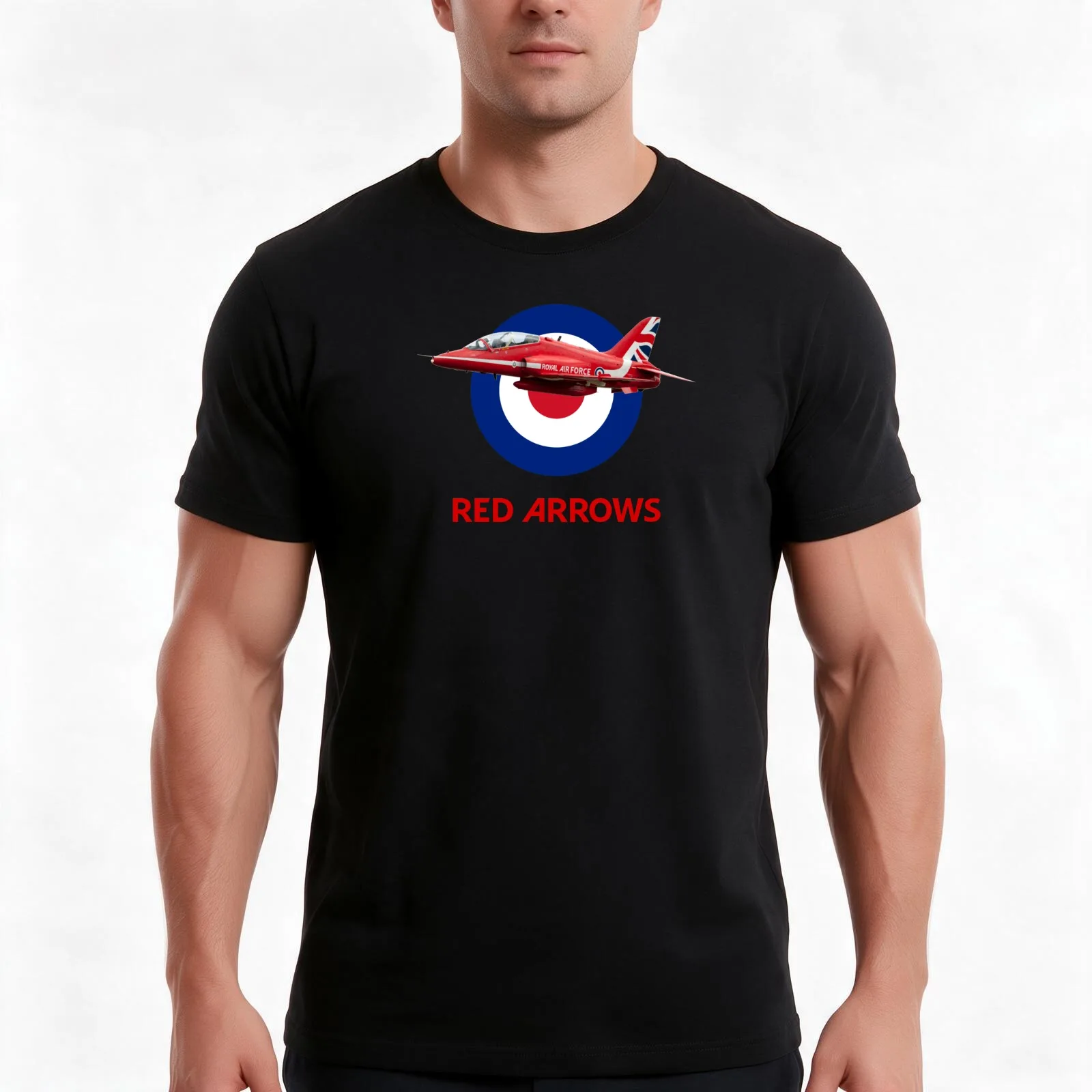 RAF Red Arrows and Roundel T-Shirt, Summer Casual Cotton Tee, Oversized Streetwear Tops, Vintage Graphic Print, Unisex Men Women