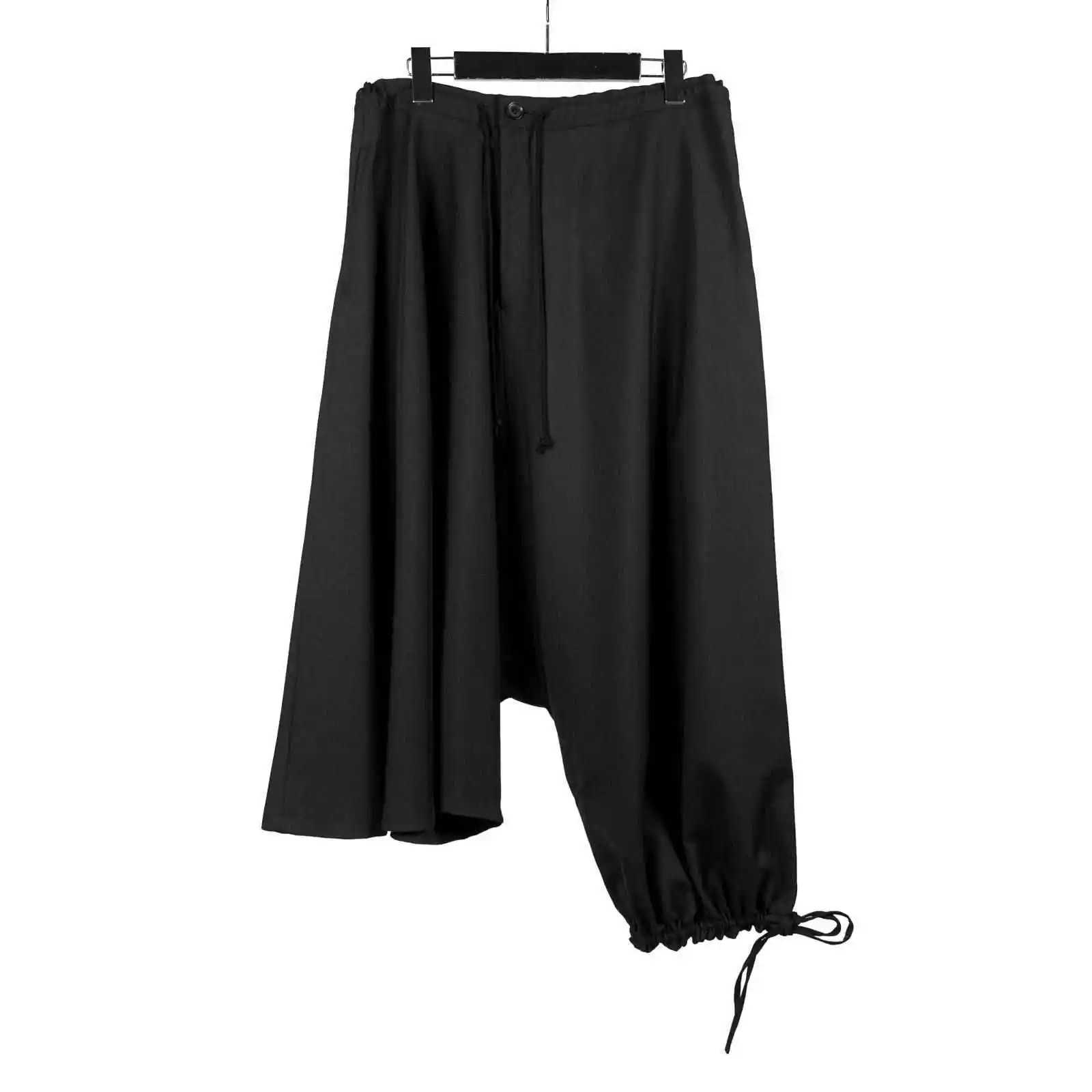 

TOP-YAMOTO японский оригинальный дизайн темные нишевые черные свободные асимметричные широкие брюки из чистой шерсти