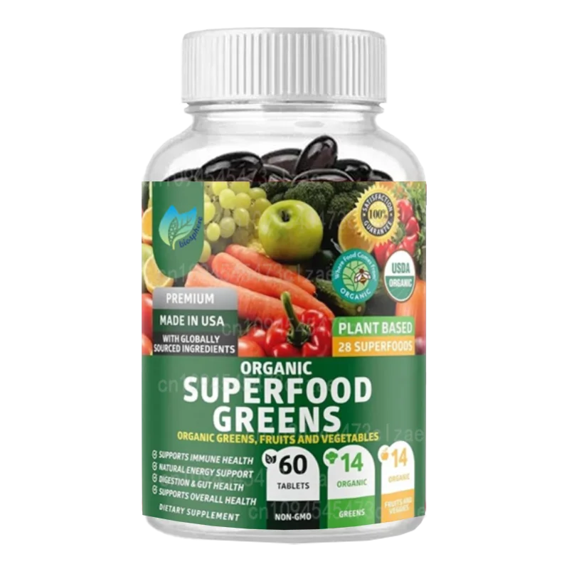 

Органические зеленые капсулы Superfood, натуральные зеленые капсулы Superfood, добавки для фруктов и овощей, содержит альфефа и имбиря