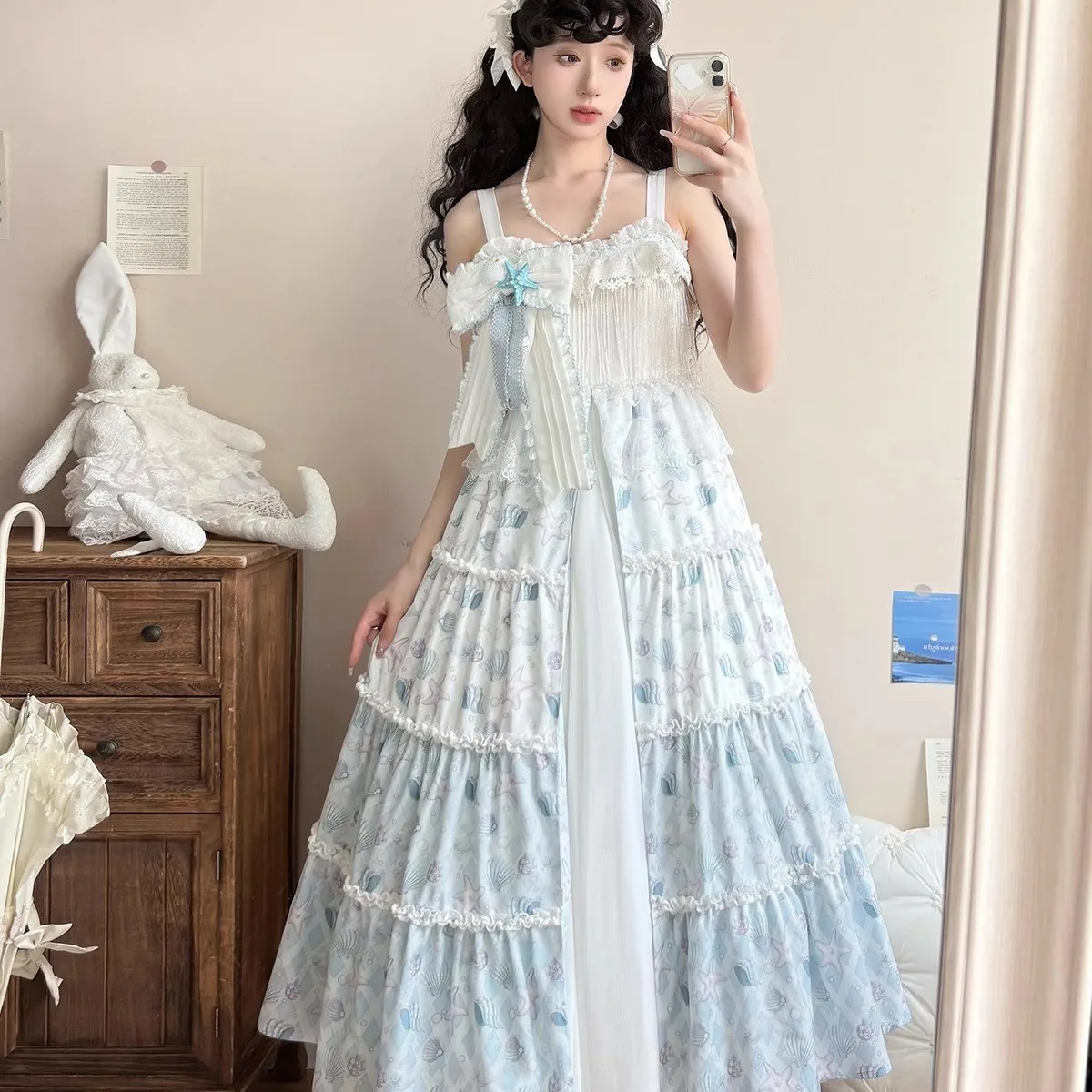 

Original Summer Shell Lolita Dress New Lolita Dress Sweet Dress Girl Jsk Strap Long Dress