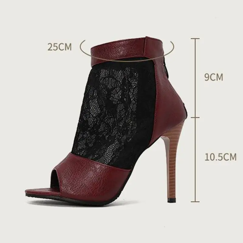 REAVE CAT Design Women Ankle Boots Peep Toe Stiletto 11cm Zipper Breathable Summer Booties Plus Size 48 49 50 Party Female Shoes