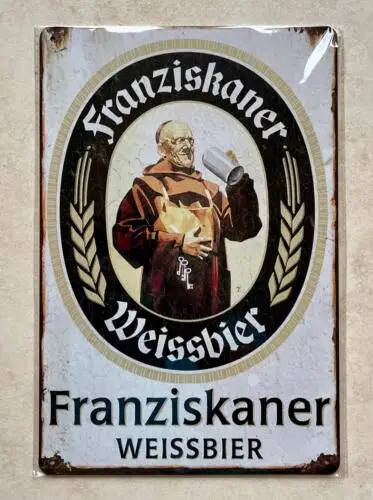 FRANZISKANER الألمانية الحرفية البيرة لوحة معدنية تسجيل بار حانة رجل الكهف 20x30