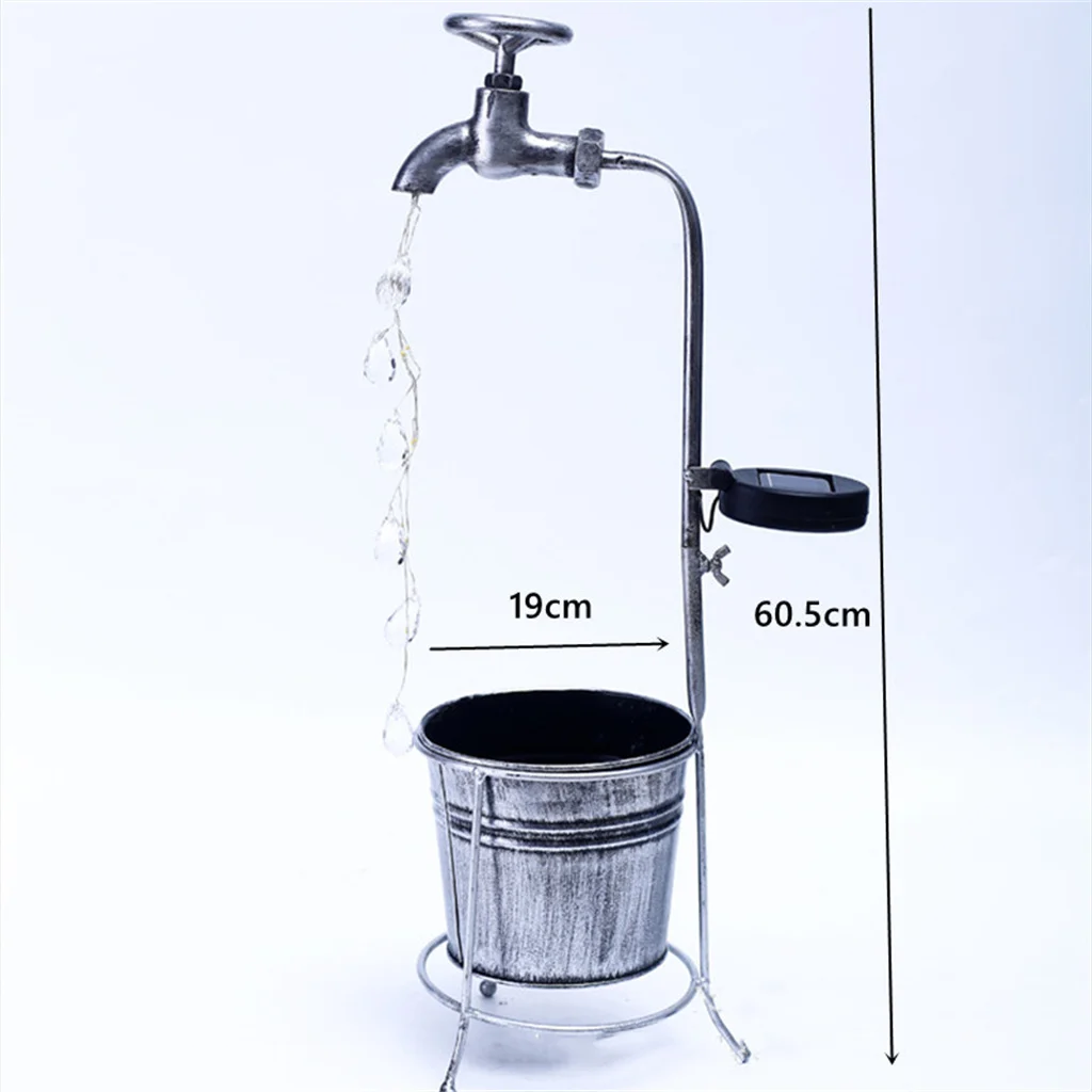 Solar Lights Outdoor Metal Watering Can Stake for Garden Art Lamp Decor Solar Water Faucet  Faucet Planter Light Lawn Lamp