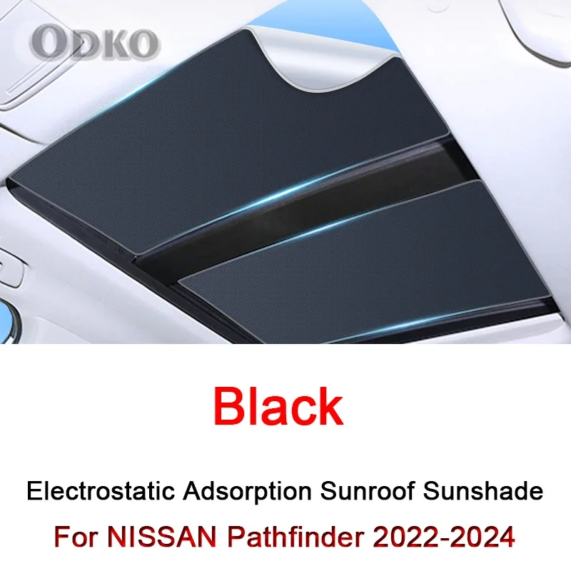 Car Electrostatic Adsorption Sunroof Sunshade Cover For NISSAN Pathfinder 2022-2024 Heat Insulation Skylight Sticker Accessory