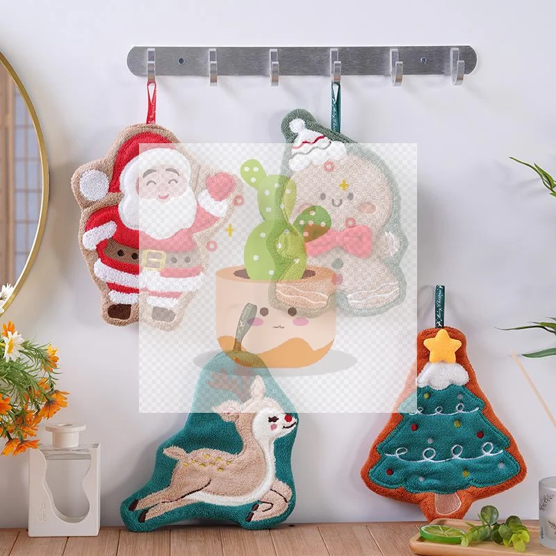 Рождественские полотенца Санта-Клауса из кораллового флиса, водопоглощающие быстросохнущие полотенца для рук, елочный колокольчик, кухня, ванная комната
