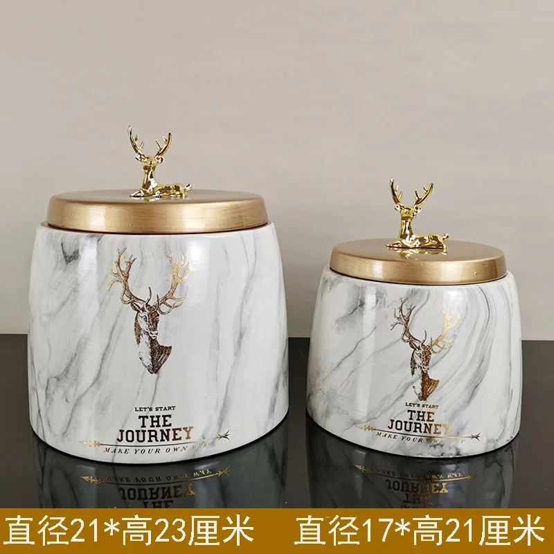 

Deer Cover Ceramic Jar Storage Tank Tea Caddy Food Storage Jar Candy Jar Decorative Jar Home Desktop Ornaments Cereal Dispenser