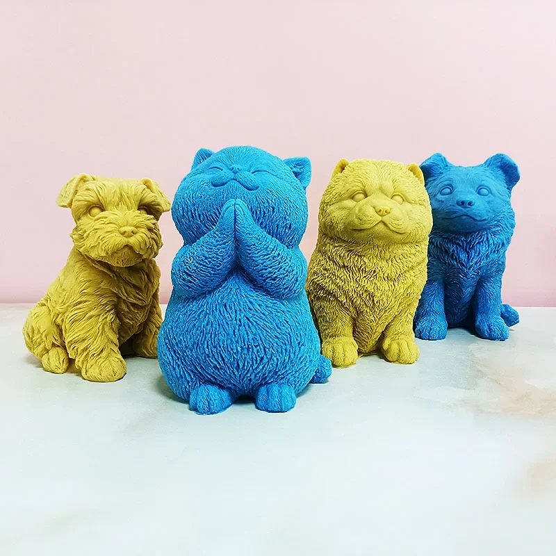 3D Large 2024 Teddy Dog Candle Silicone Mold Cute Cat Hug Resin Mold Cat Dog Gypsum Mould Home Decoration Animal dog molds