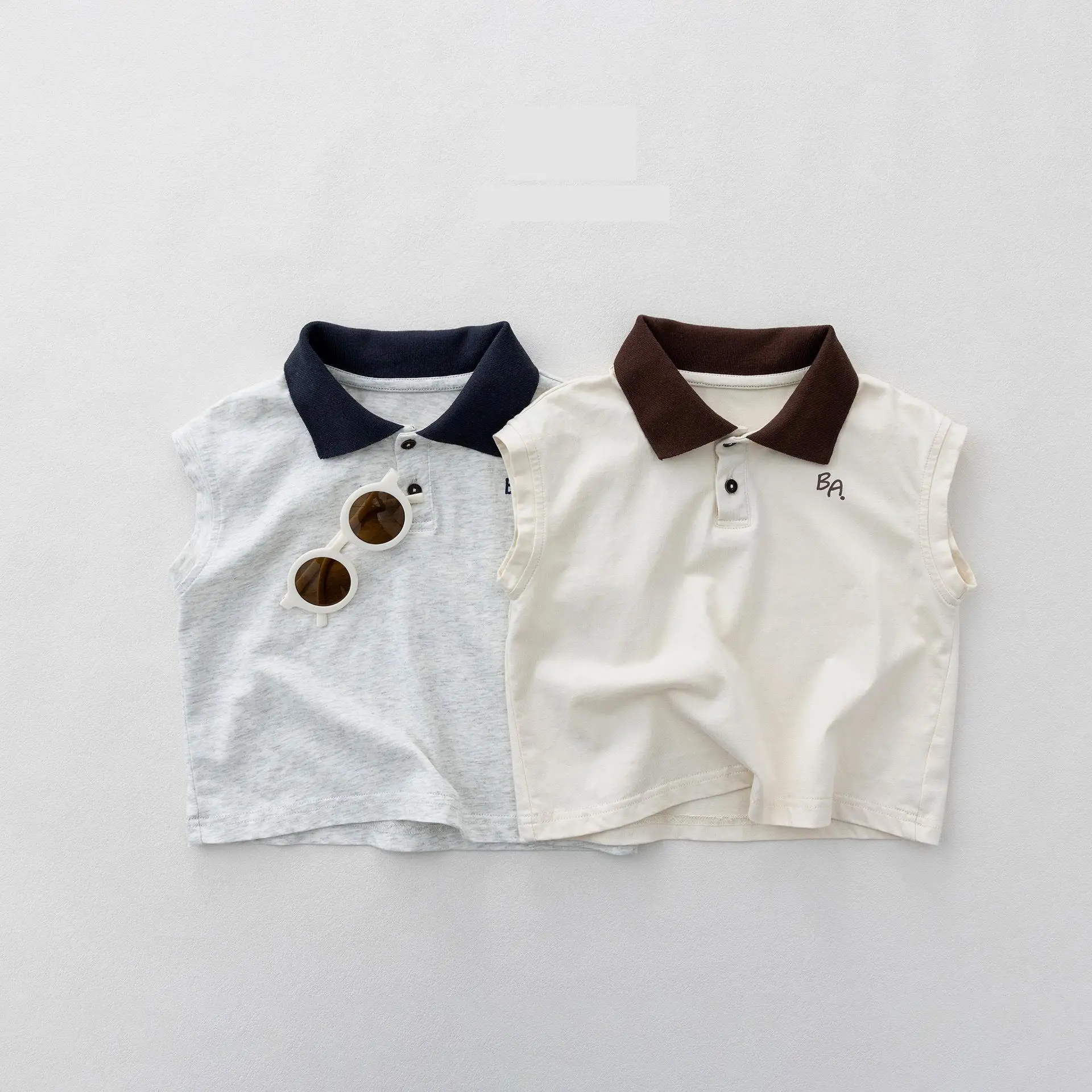 

2026 Summer New Children Sleeveless Polo Shirts For Boys Girls Casual T Shirts Baby Cotton Loose Tops Toddler Tee Kids Clothes