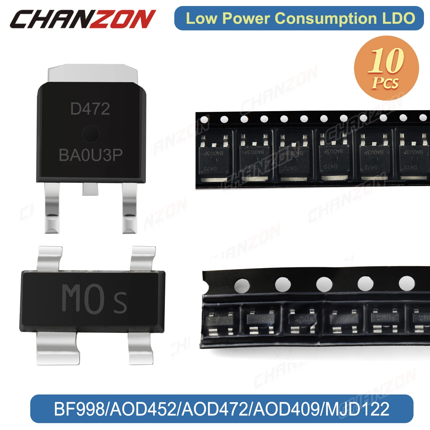 10PCS SOT-143 TO-252 BF998 AOD452 AOD472 AOD409 MJD122 P-Channel N-Channel Enhancement Double-gate Mosfet Darlington Transistor