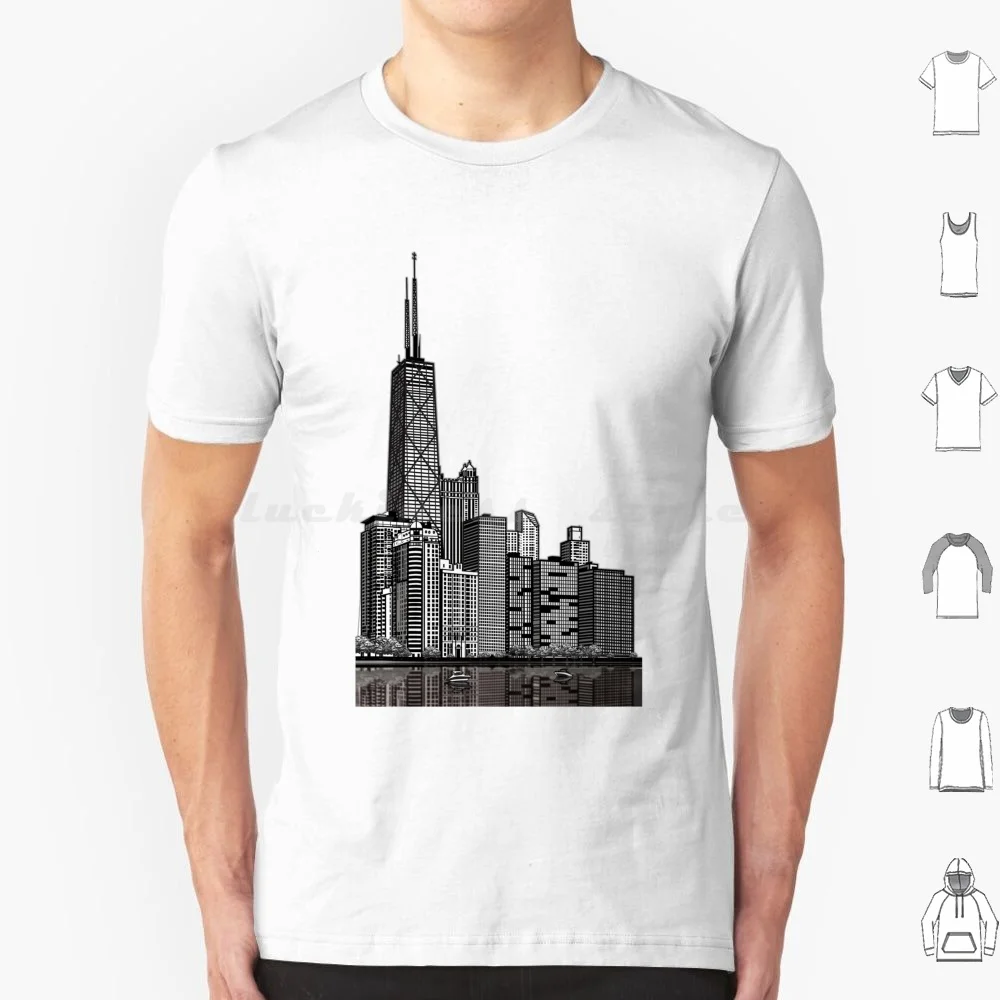 Chicago Skyline Windy City Art T Shirt Men Women Kids 6xl Chicago Illinois Skyline City Vector Place Buildings Skyscraper