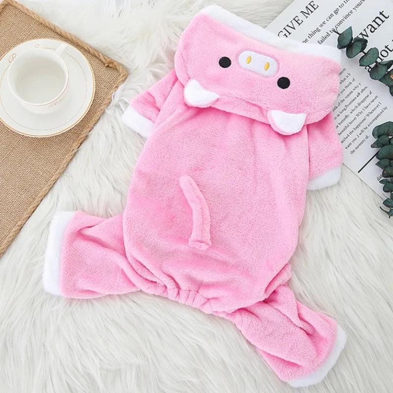 Pet Dog Clothes Funny Pig Shape Warm Fleece Jumpsuits for Small Dogs Puppy Hoodies Chihuahua Yorkshire Costume Coats