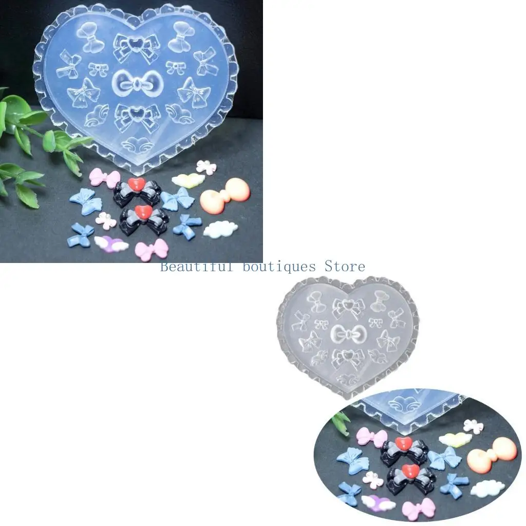 U4LF Versatile Bows Nail Art Casting Mold Embossed Silicone Molds for Nail Decorations Sculpture Molds Manicures Mould Tools