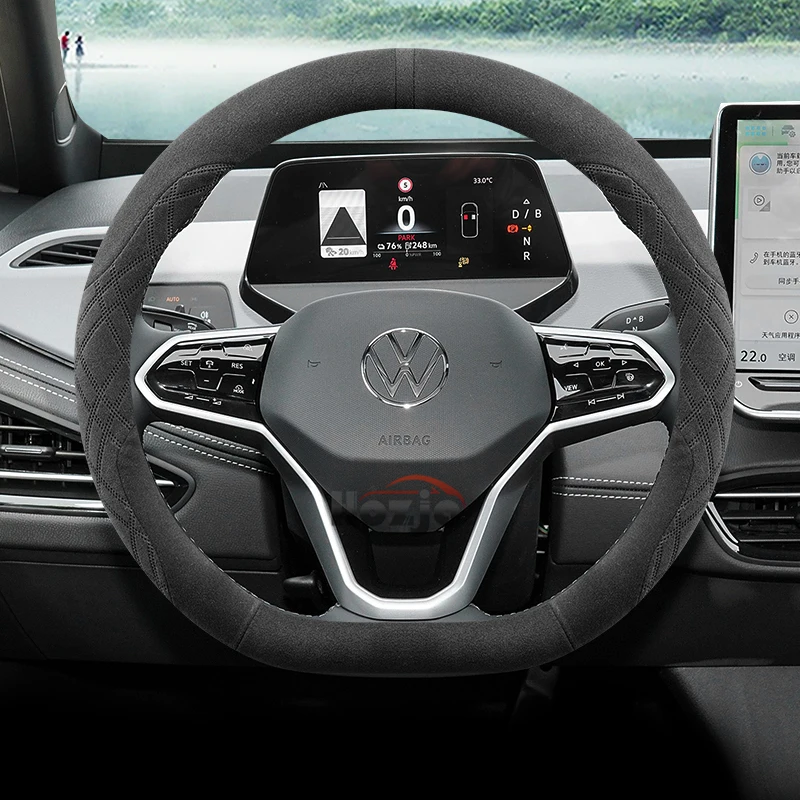 

Suede Car Steering Wheel Cover for Volkswagen ID.BUZZ ID.7 Pro GTX Tavendor 2023 2024 2025 Auto Accessories