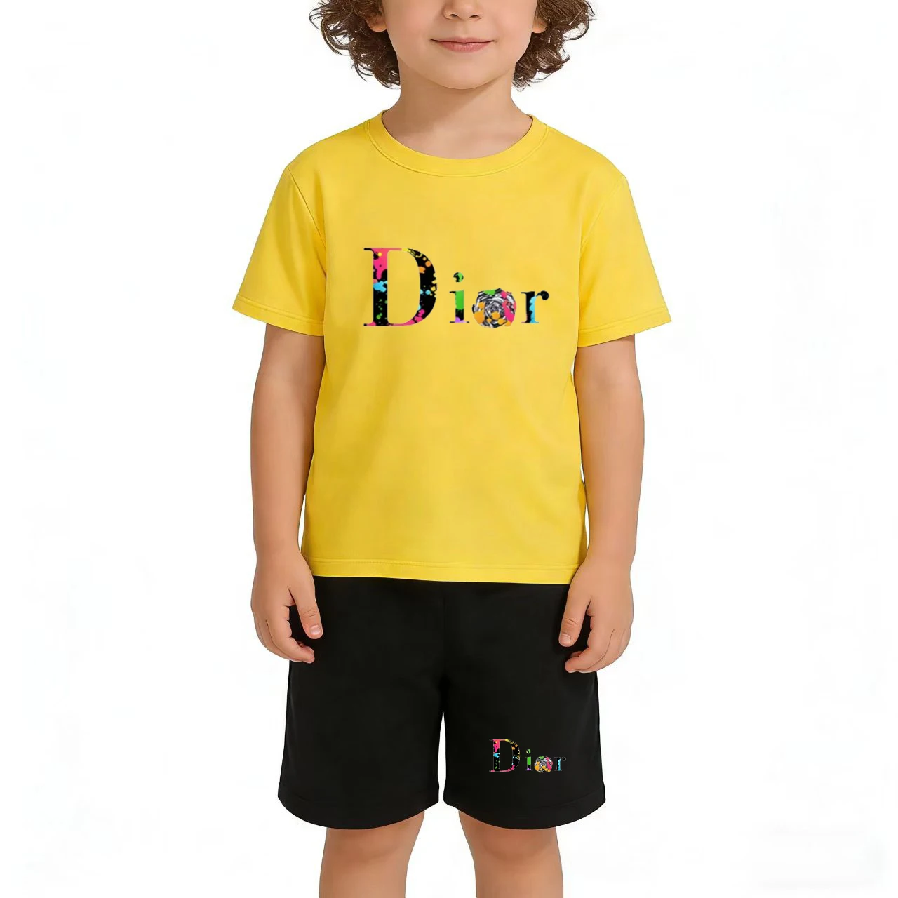 

Kids Summer Sportswear 3-12 Years New Letter Fashion T-shirt Coat Boys Girls Toddler Short-sleeved+Shorts Casual Cool Sports Set