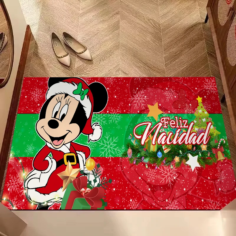 MINISO Christmas Disney Mickey Mouse Door Mats Entrance Rug Non-slip Easy Clean Area Rug Home Office Washable Kitchen Doormats