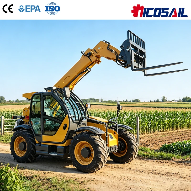 

Custom OEM Nicosail Telehandler, 3800mm Turning Radius, Front & Rear Camera, Heavy Duty for Warehouse Stacking Work