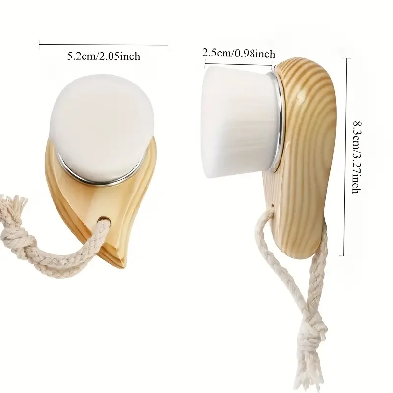 1pc gezichtsreinigingsborstel met houten handvat, handmatig, zacht, gezichtsmassage, huidporiereiniger, gezichtsverzorging, gezicht wassen