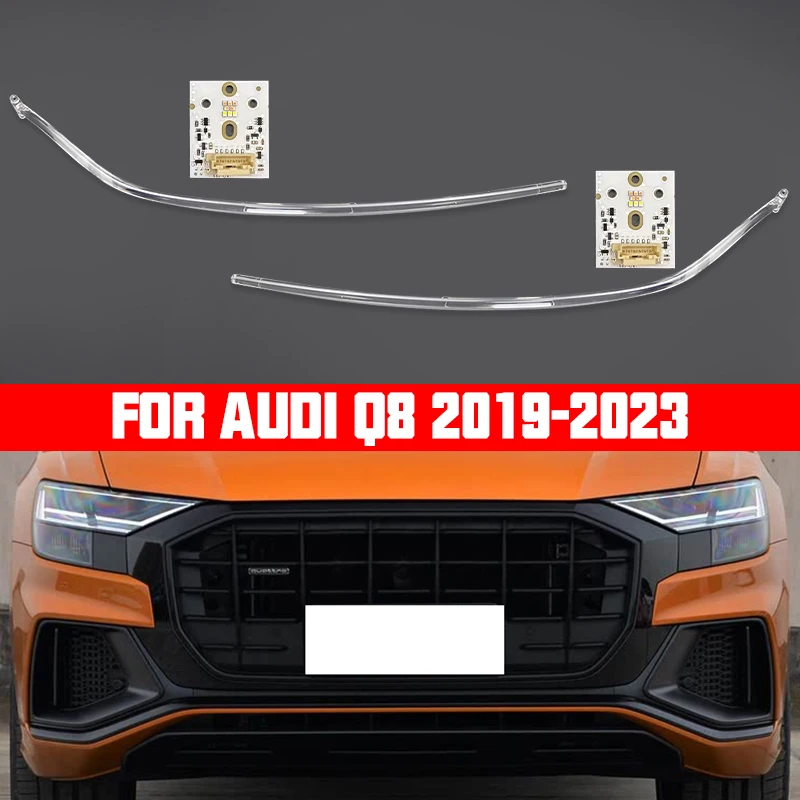 White Light For AUDI Q8 2019-2023 Car DRL Plate Light guide tube Headlight Daytime Running Angel Eye Chips Board LED Module