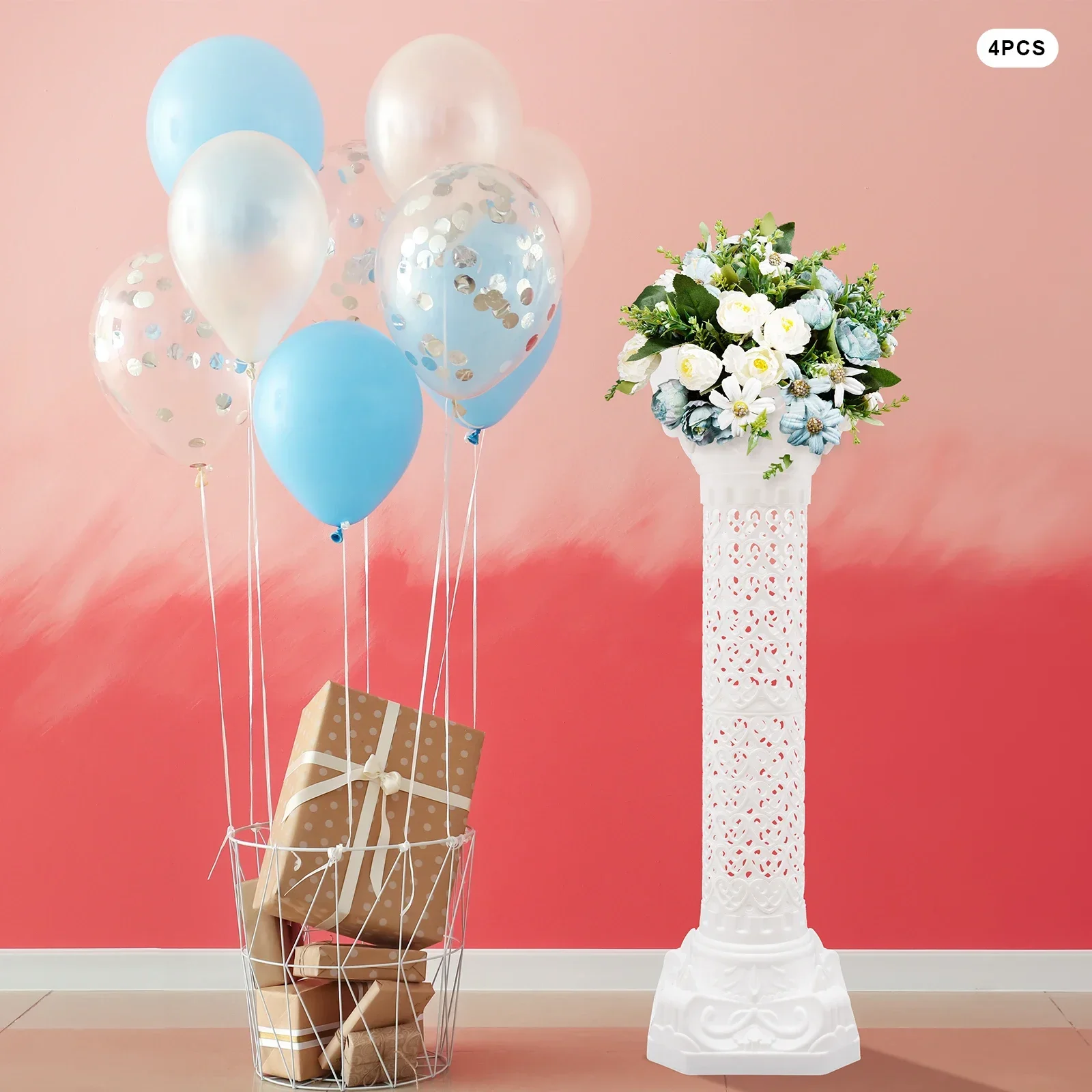 

Bymaocar 4 шт. белые элегантные свадебные римские колонны 27*88 см, свадебный ландшафтный дизайн, набор художественных декораций, садовый держатель для цветочного горшка