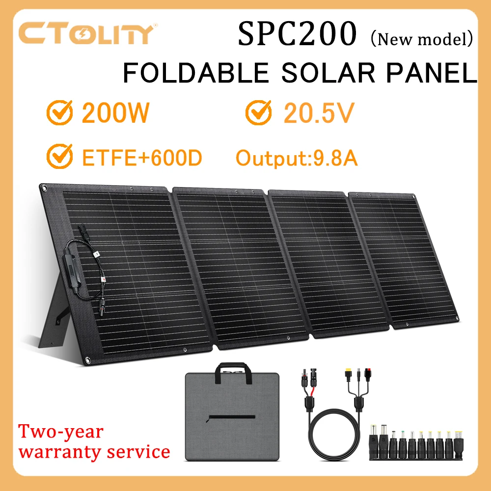 CTOLITY NEUES MODELL SPC200 200W 20,5V FALTBARES SOLARPANEL ETFE+600D MATERIAL Stabiles Stromversorgungs-Equipment-Kit