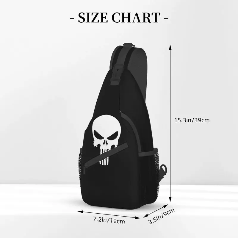 Casual Punishers Skeleton Skull Sling Crossbody Backpack Men Shoulder Chest Bags for Camping Biking