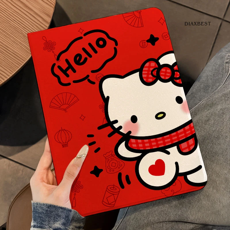 

Sanrios Cute Hello Kittys Book Style Ipadair6 Cover Cartoon Student New Style Girl Heart Desktop Flip Style Anti Fall Flat Shell