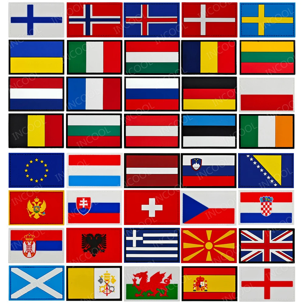 Europe Spain Poland Greece Hungary France Lithuania Russia UK Slovenia Latvia Germany Macedonia Bulgaria PVC Rubber Flag Patches