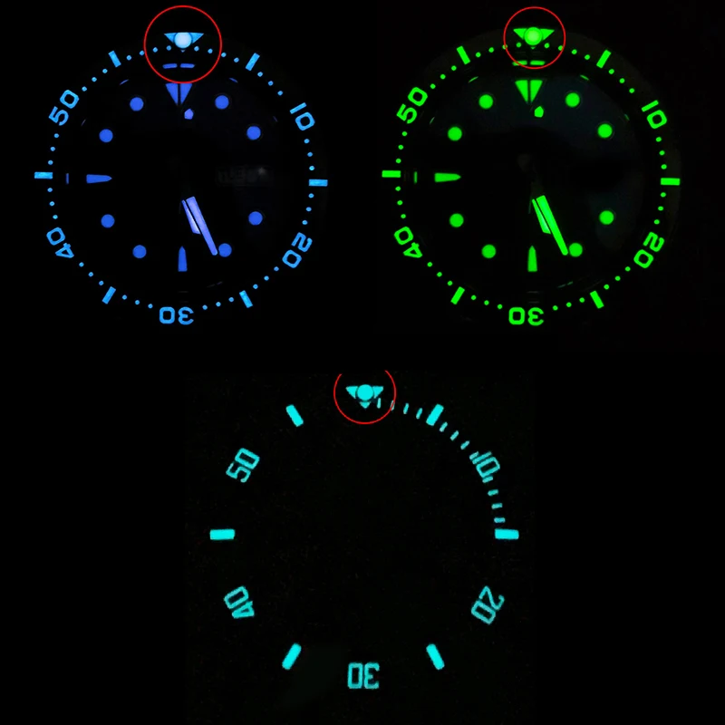 Green Blue Watch Bezel Beads Luminous Pip fit Seiko SKX007 Tuna 6105 Sub Bezel insert 12 oclock position Pearl watch bezel beads