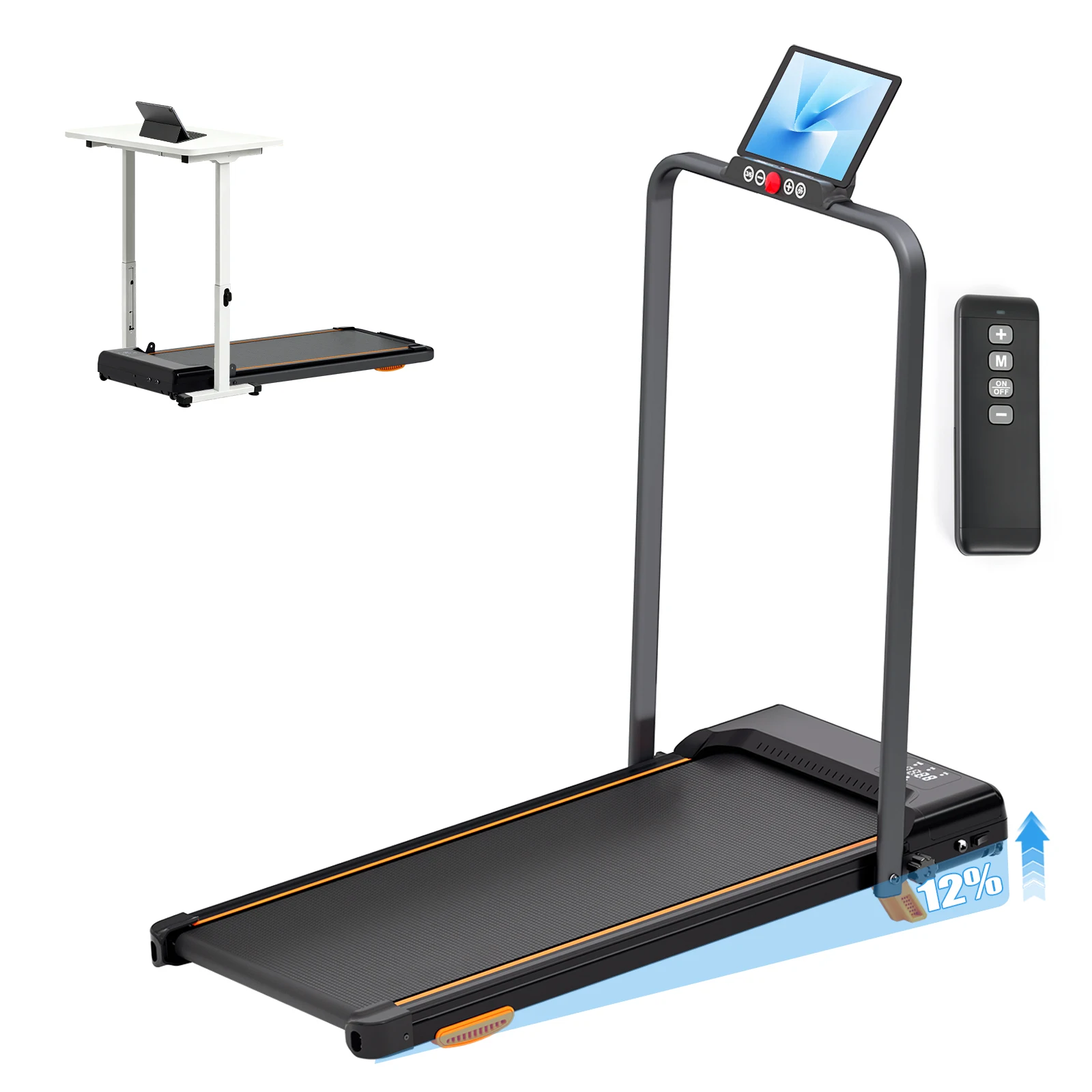 Home 3‑in‑1 Walking Running Treadmill for Household Use, 3.0 HP Peak Power Foldable Handrail Treadmill with Manual 10% Incline, Low‑Noise LED Display Fitness Machine for Indoor Walking Jogging Workout, 330 LBS Weight Capacity