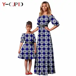 African Print Dresses for Women Matching Couple Clothes Baby Girl Dress Family Outfits Dashiki Mother and Daughte Outwear 24F027