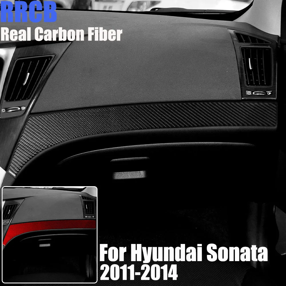 

Накладка на панель пассажира из настоящего карбона, мягкая наклейка для Hyundai Sonata 8-го поколения YF 2011-2014