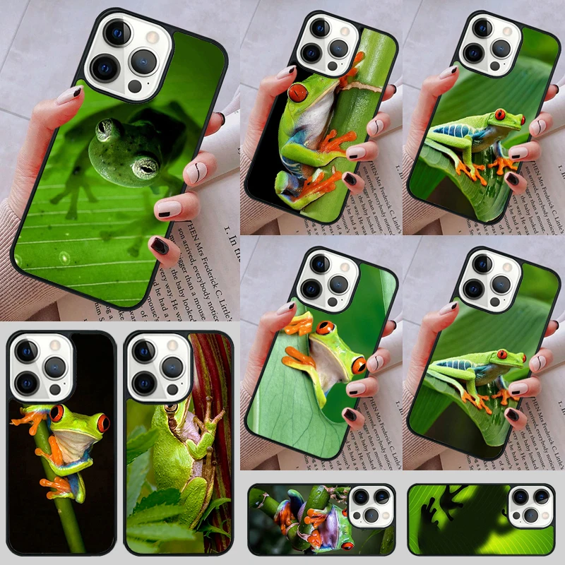 quirky frog at leaf Phone Case cover For iPhone 14 13 15 16 Pro Max Coque 12 11 Pro Max For Apple 8 PLUS 7 6S fundas