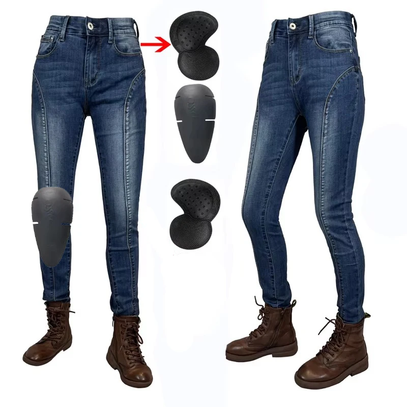 

Women Motorcycle Protective jeans Pants Protective Gear Blue Motorbike Trousers Motocross Pants