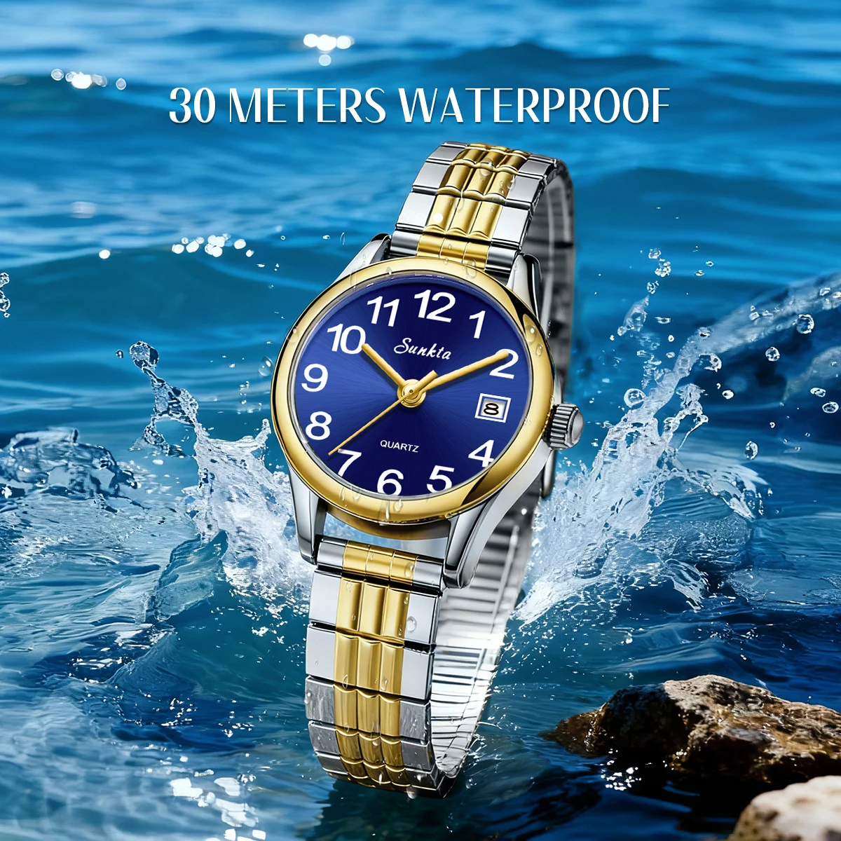 SUNKTA Simple Women's Watches Fashion Waterproof Clock Luminous Stainless Steel Elegant Quartz Watch For Women Reloj Mujer+BOX