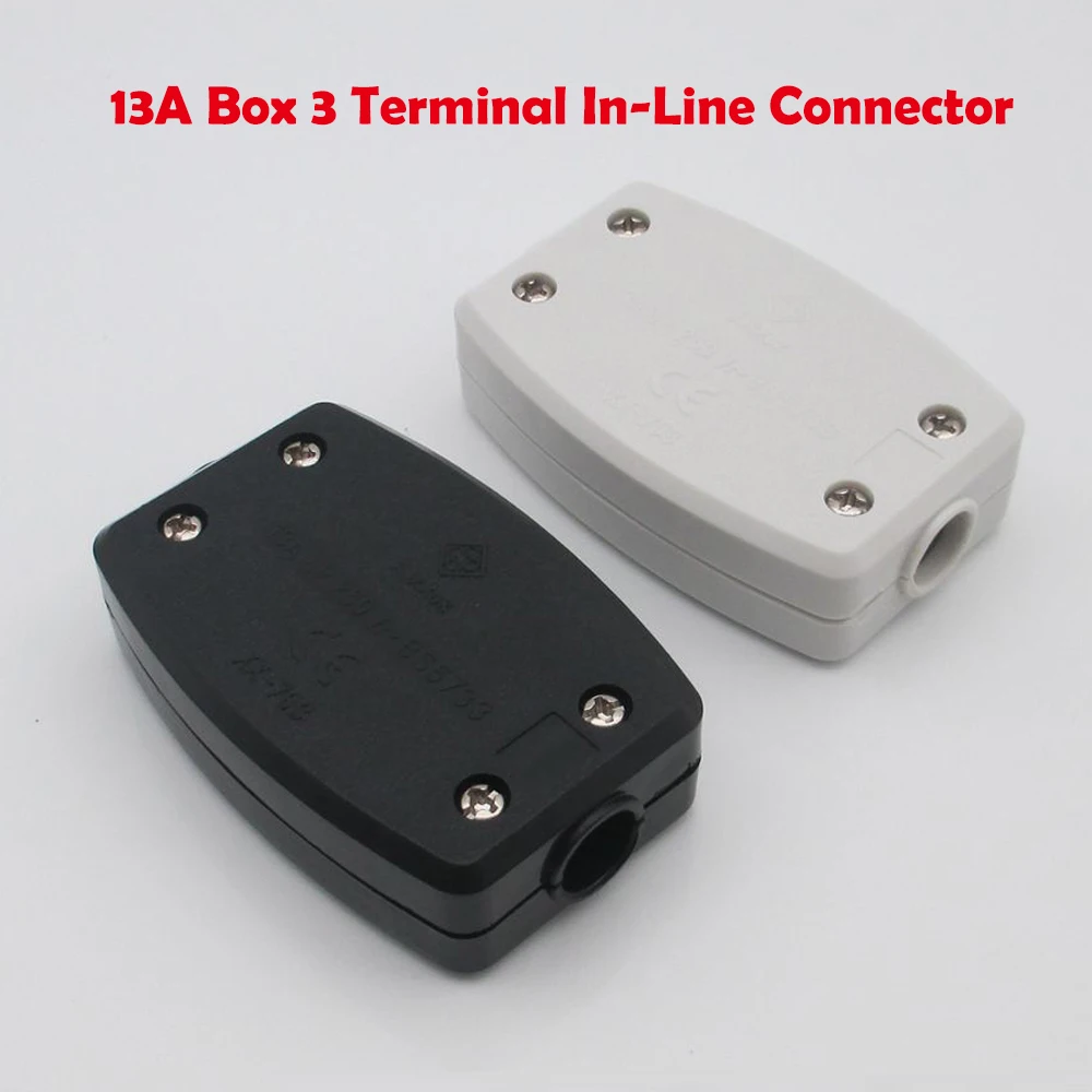 1/2/4/6/10pcs13A Box 3 Terminal In-Line Connector 250V/50Hz Terminal In-line Connector Electric Cable Flex Joiner 3 Way Case