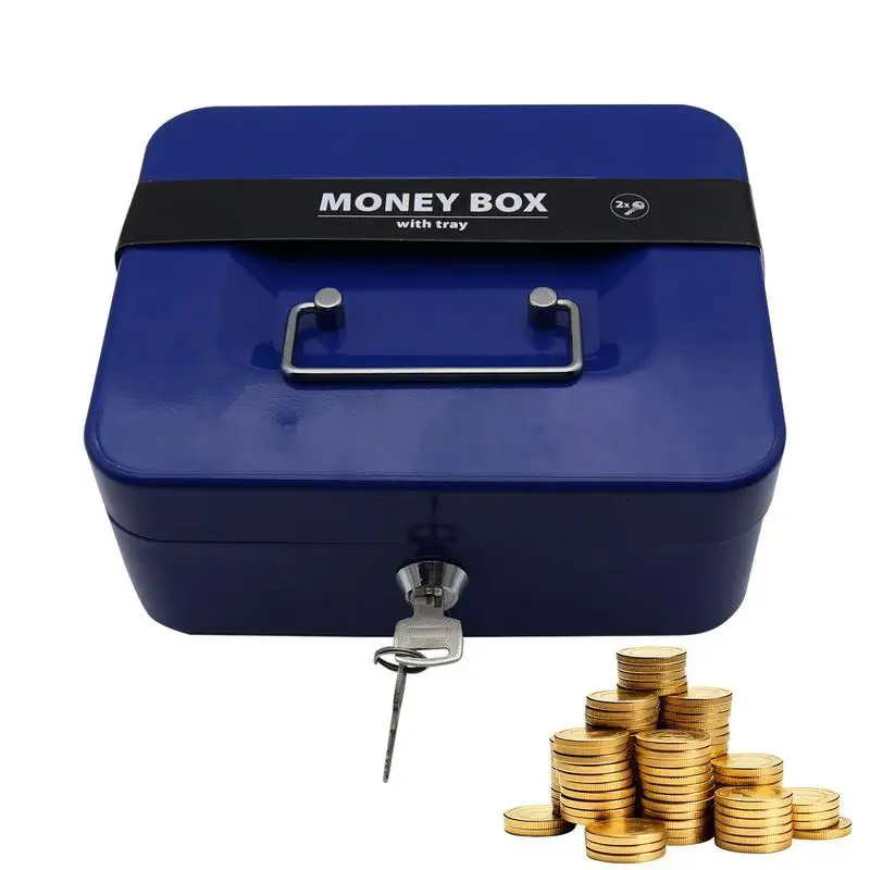 Metal Mini Safe Box Key Lock Store Money Coin Cashier 2-layer Fold Password Cash Register Jewellery Bank Card Storage