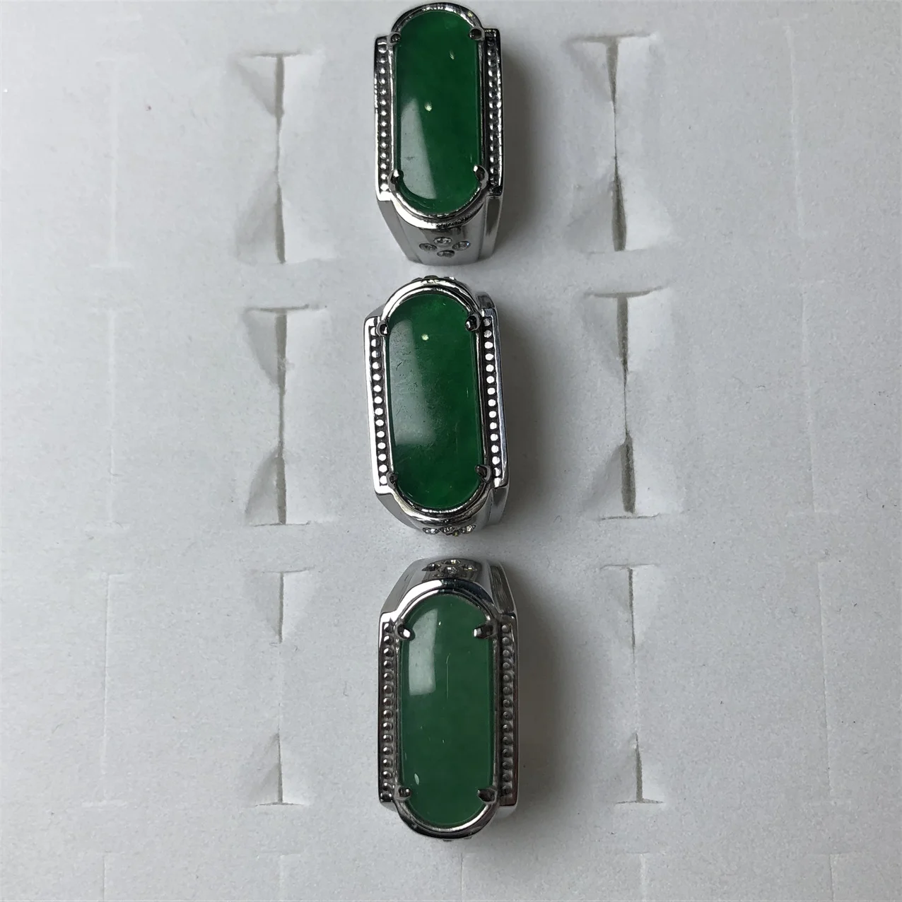 

1pcs/lot Jewellery anel masculino 18k white gold inlay natural jadeite chalcedony high ice variety versatile Father's Day gift