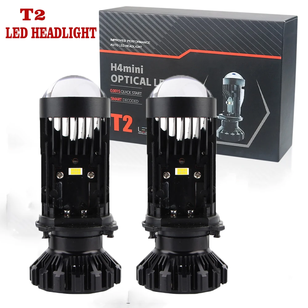 

2pcs H4 LED Projector Mini Lens Auto H4 LED Headlight Bulbs Kit Conversion High Beam Low Beam 120W Turbo Fan Car Light Lamp Auto
