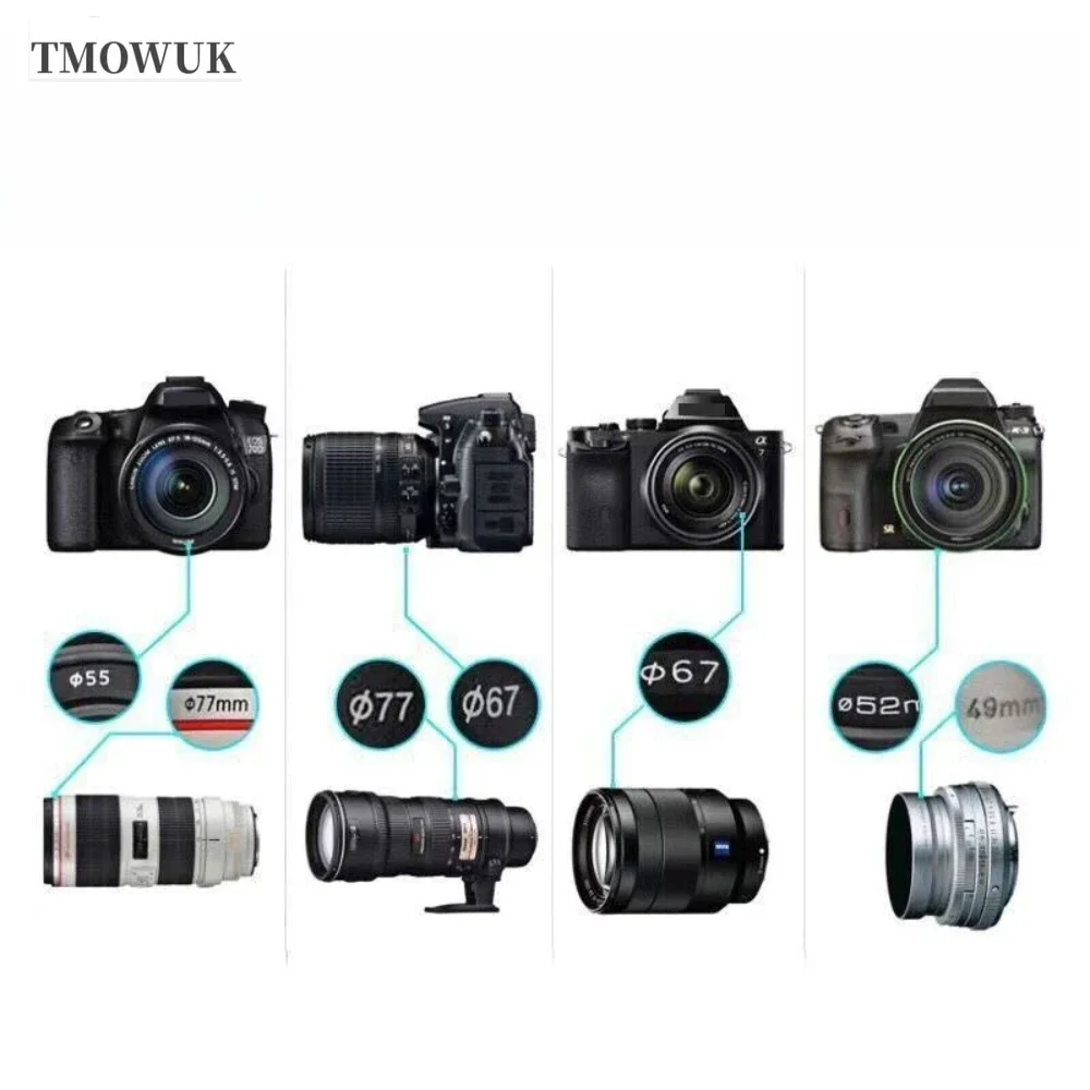 For Canon EOS R10 R30 30D 850D 200D M5 Rebel T7i 650D Camera Lens Cap Protective Cover Center Pinch Snap-on 49mm 52 55 58 62 67 - view 3
