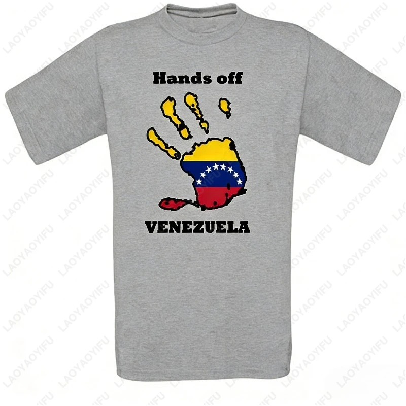 Hands Off Venezuela Caracas Chavez Maduro Peace Unisex Adult Cotton Tshirt Fuuny Creative Trend Casual Simple O-neck Printed Tee